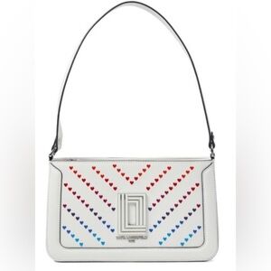 NEW| Karl Lagerfeld White Handbag with Multicolor Heart Accents